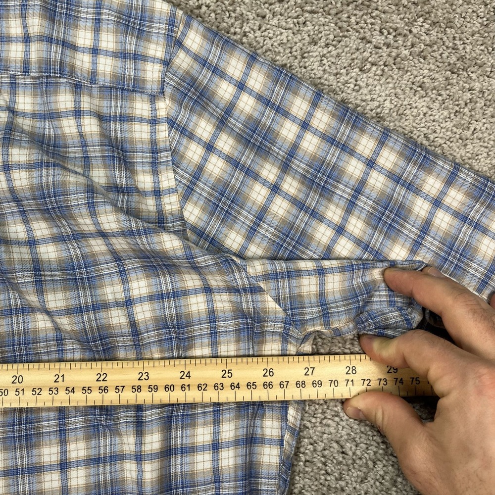 Peter Millar Shirt Mens XL Blue Cream Long Sleeve Plaid Button Down Classic EUC - Picture 7 of 9